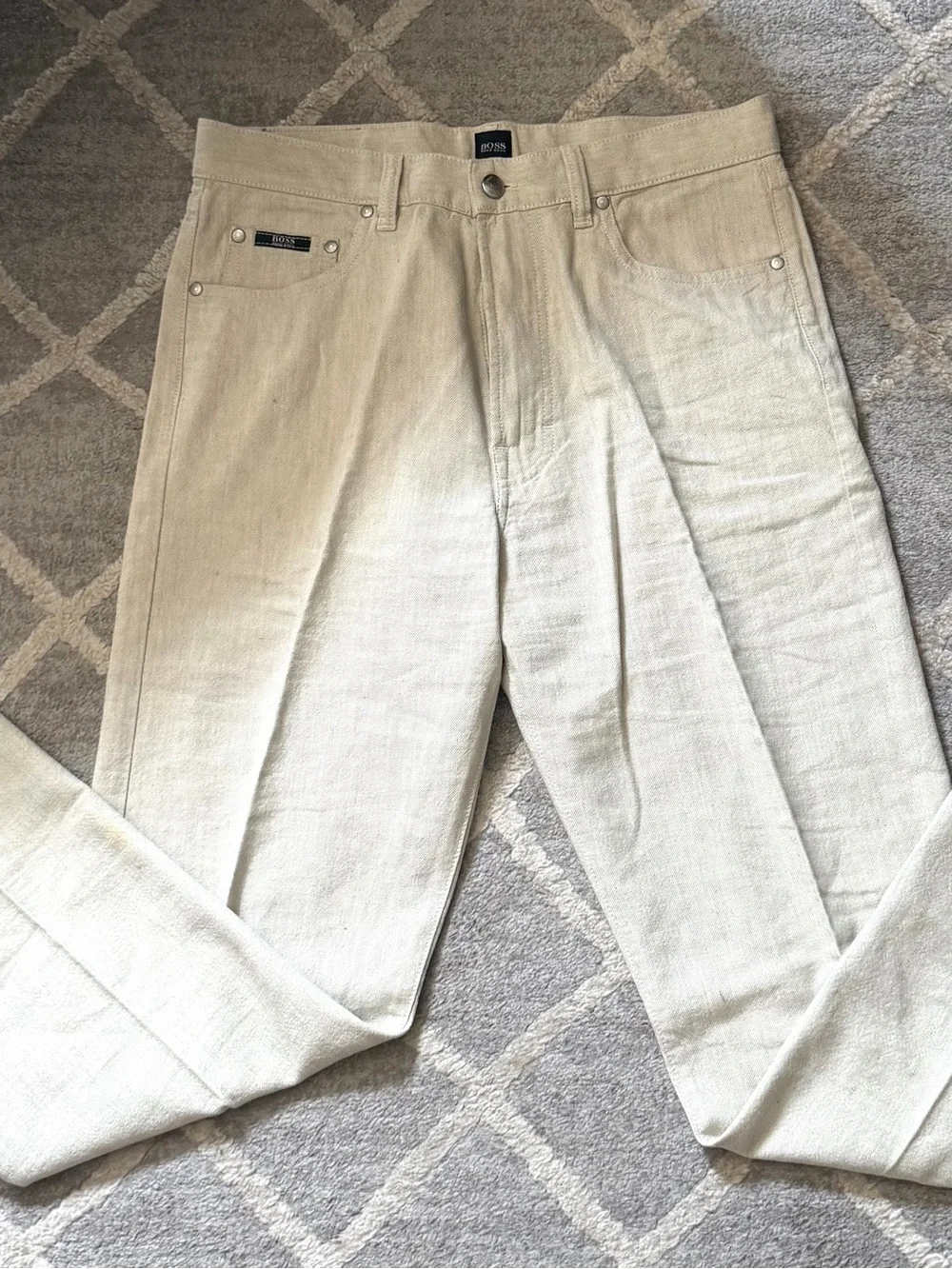 Hugo BOSS Men’s Cream Linen Cotton Vintage 90’s Pants Arkansas